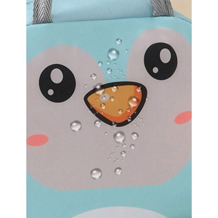 Geantă Frigorifică, Cyrax, cu Desene Animat, Portabilă pentru Copii, de Prânz, din Pânză Oxford, 22x14x19 cm, Model Pinguin, Albastru