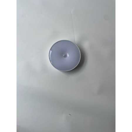 Lampa de Veghe LED,  cu Senzor de Miscare, Doua Tipuri de Lumina Alb Rece, Incarcare USB, Intrerupator On/Off/Auto, 0.6W, 300mAh, Design Rotund, Alb, 8.5x2.3 cm