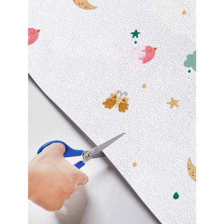 Rola Autoadeziva pentru Perete,  din Panza, 10 m, Rezistenta la Umezeala, 2.5 mm Grosime, Model Girafa si Elefant, Multicolor