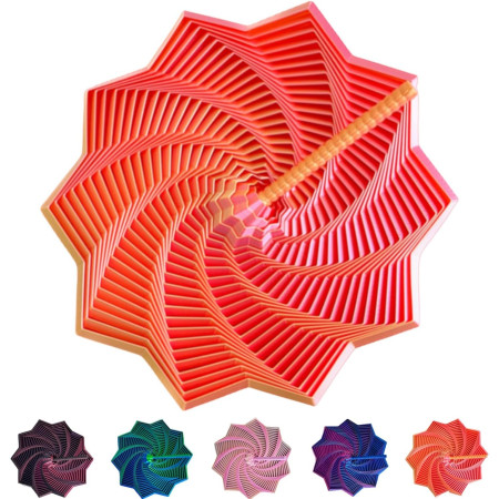 Jucarie Decompresie, Cyrax, Model Stea 3D, DuoChrome, Maner Spirala, Turn Magic Geometric, Multiple Forme, Anti-stress, 11 cm, Rosu/Auriu