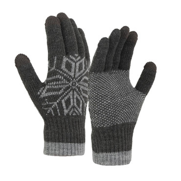 Manusi de Barbat,  Model Fulg, Functie Touchscreen (ecran tactil), Material Acril Tricotat, Manseta Elastica, Interior Catifelat, Marime Universala, Gri