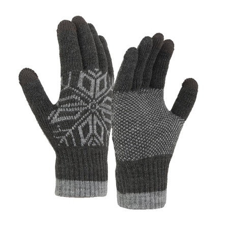 Manusi de Barbat,  Model Fulg, Functie Touchscreen (ecran tactil), Material Acril Tricotat, Manseta Elastica, Interior Catifelat, Marime Universala, Gri