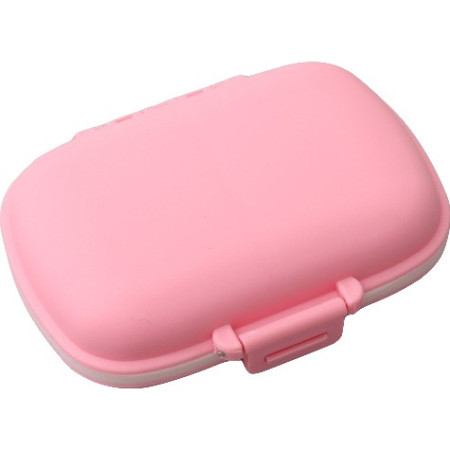 Organizator medicamente, Plastic, 8 compartimente, 0.1 L, Roz,  11 x 7 cm