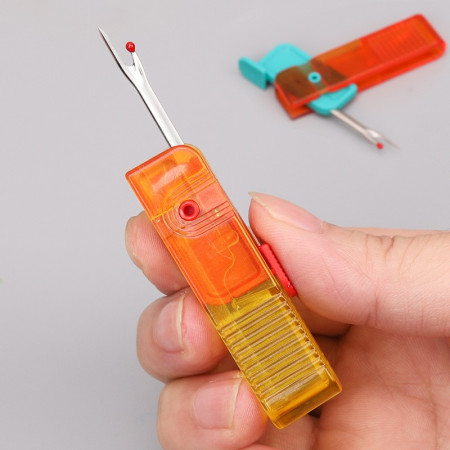 Dispozitiv pentru Descusut,  Taietor de Etichete, 1.7 x 7 cm, Pliabil, din Plastic, Rosu/Galben