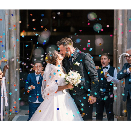 Tun de Confetti, Cyrax, Best Wishes 11 x 4 cm, Model Buline din Hartie si Folie, Albastru