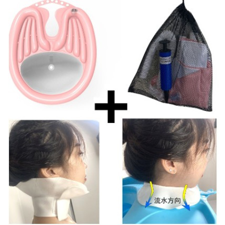 Set Gonflabil pentru Spalat pe Cap, Cyrax, pentru Copii, Femei Insarcinate si Varstnici, 81 x 60 x 38 cm, Ajustabil, Roz