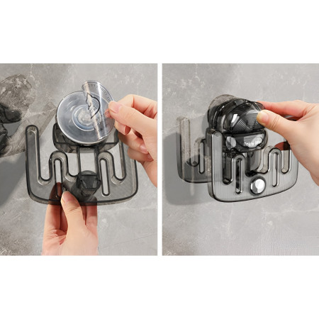 Suport pentru Incaltamintea de Casa,  fara Perforare, Montare pe Perete, Prindere Adeziva, 11.6x11x4.8cm, Gri Transparent