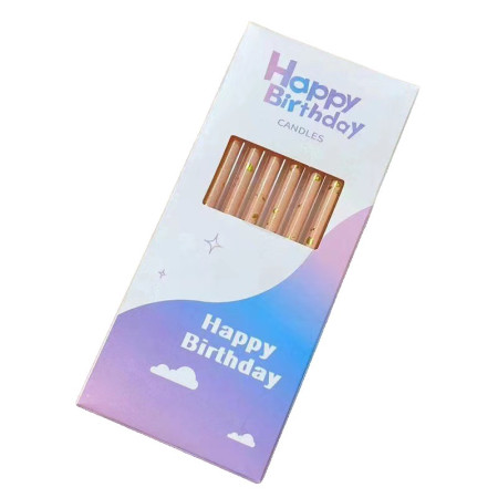 Set 6 Lumanari Lungi, Cyrax, din Parafina, 10 x 0.5 cm, Happy Birthday, Oranj Pal