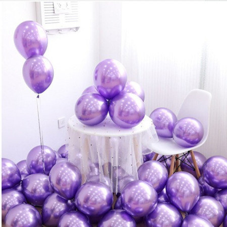 Set 12 Baloane, Cyrax, din Latex Chrome, 13 cm, Mov