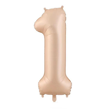 Balon din Folie Metalizata, Cyrax, Figurina Cifra, Model 1, Tema Aniversare 100 cm, Ambalaj Individual, Pai Inclus, Umflare cu Aer sau Heliu, Crem