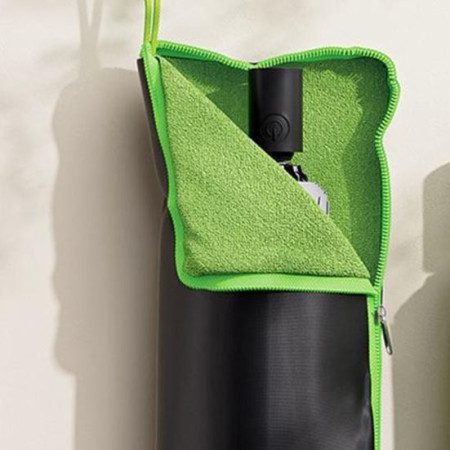 Husa Depozitare Umbrela,  Impermeabila, Interior Microfibra, cu Fermoar, 28 x 12 cm, Negru/Verde