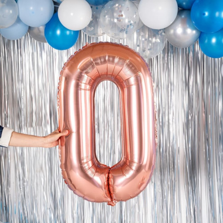 Balon Folie Metalizata Litera O, Cyrax, 80 cm, Umflati cu Heliu sau Aer, Ambalaj Individual, Pai inclus, Rose Gold