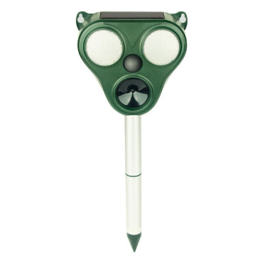 Aparat Solar LED cu Ultrasunete,  Repelent pentru Animale Mari si Mici, Lumina Rosie si Alba, Anti Rozatoare, Anti Insecte, Frecventa 13.5KHZ-65 KHZ, Senzor PIR, 13 x 14.7 x 24.5 cm, Verde