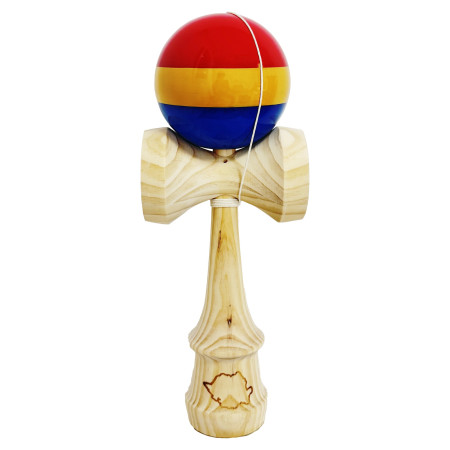 Kendama X Originala, Profesionala, Cyrax, SUPER BIG cu Cupe KING SIZE, Bila Super Sticky, Diametrul 17 cm, din Lemn, 52 x 20 cm, Multicolor
