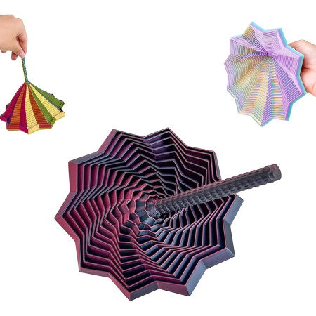 Jucarie Decompresie, Cyrax, Model Stea 3D, DuoChrome, Maner Spirala, Turn Magic Geometric, Multiple Forme, Anti-stress, 8.6 cm, Negru/Rosu