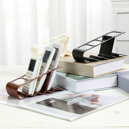 Suport de Birou,  din Plastic, pentru Telecomenzi, Telefoane, 18 x 7 x 9 cm, Maro