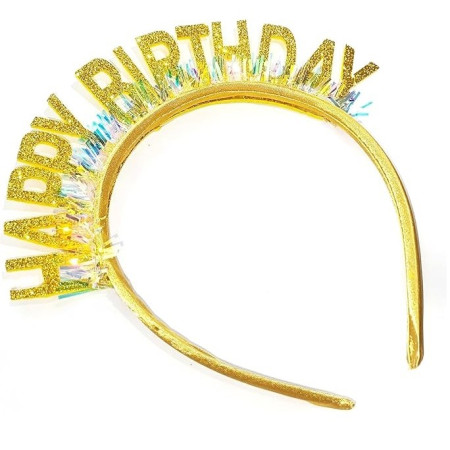 Coronita Decorativa pentru Petreceri, Cyrax, Tema Aniversare, Model Happy Birthday, Marime Universala, Auriu