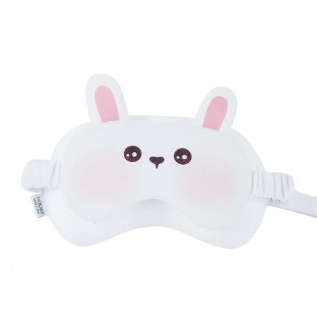 Masca de dormit, Cyrax, 2 in 1, cu Tetiera, din Particule de Spuma si Bumbac, Model Iepure, Alb