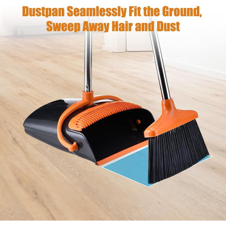 Set matura si faras cu coada,  Pentru uz casnic, Plastic/Otel, Portocaliu/Negru, Depozitare verticala, 26x25.5x83 cm