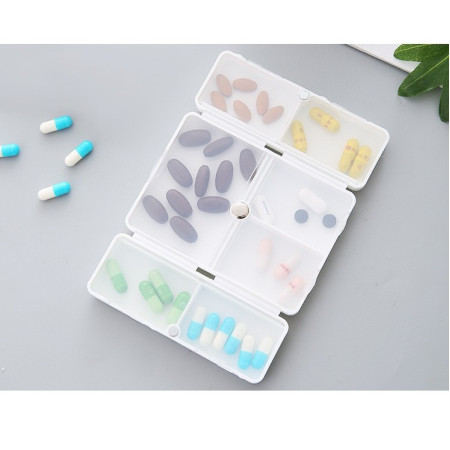 Cutie depozitare medicamente, 7 compartimente sigilate individual, pliabila, portabila,  Alb/Negru