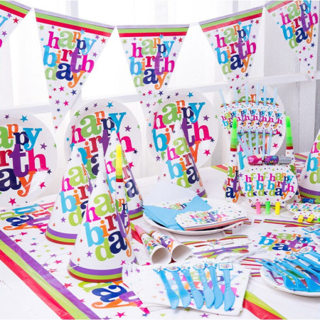 Set 10 Servetele Happy Birthday, Cyrax, pentru Petrecere, Tematica Aniversare, 33x33 cm, Multicolor