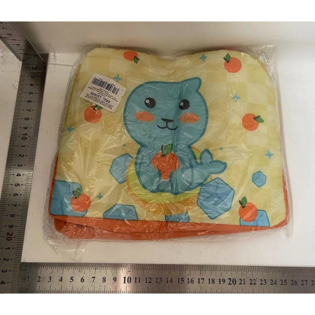 Geanta Termoizolanta pentru Copii, Cyrax, 23x13x19 cm, Model Imprimeu Foca, din Folie de Aluminiu si Panza Oxford, Galben/Portocaliu