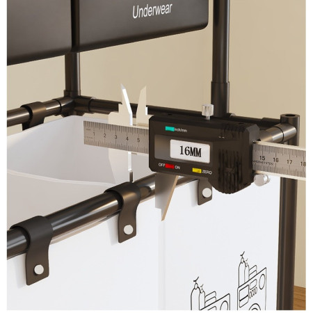 Cos de Rufe,  cu 2 Etaje, 4 Cosuri, Cadru de Otel Inoxidabil, 97x44x57 cm, Negru