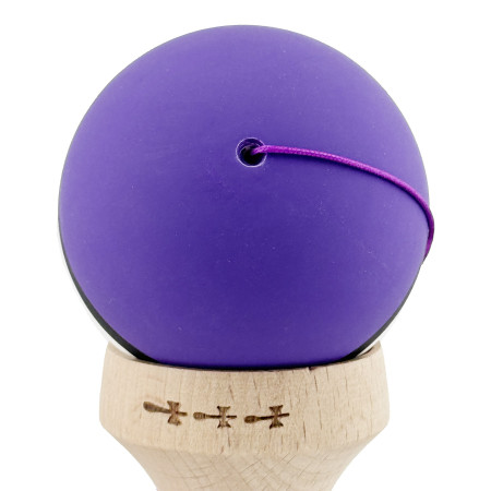 Kendama X Originala, Profesionala, Cyrax, Cupe Mari KING SIZE V3, Rubber Grip, Gaura in Baza, Rulment Metalic, din lemn 18 cm, Ata 62/65 cm, S Bicolor Violet/Alb