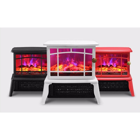 Semineu electric  1500W, cu efect de flacara, 25 x 16 x 25 cm, Alb