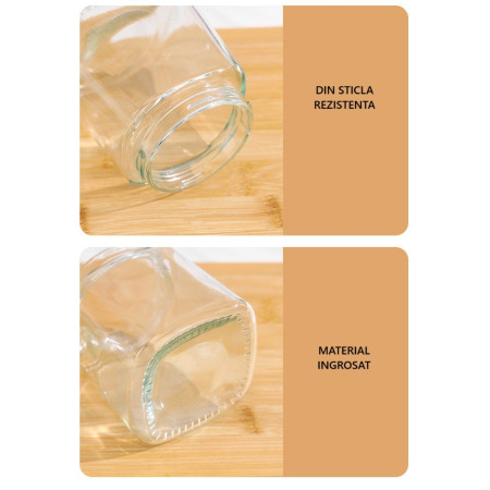Recipient Condimente, Cyrax, din Stilca, 180 ml, cu Maner si Lingurita, 11.3 x 8.2 cm, Capac Ondulat, Galben