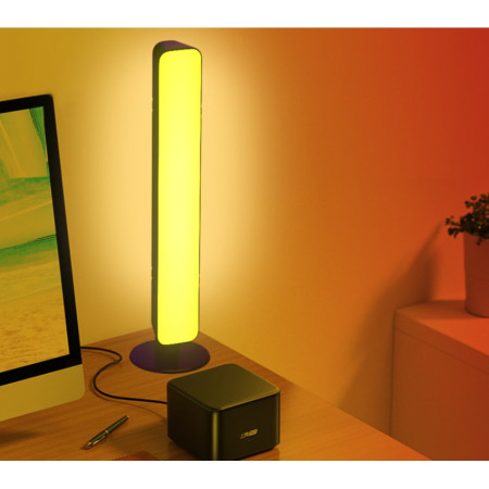 Lampa de Birou,  RGB Colorat, 14 LED, Putere 5V, Telecomanda cu 24 de Taste, Cablu USB, Negru, 25.5x4x3.5cm