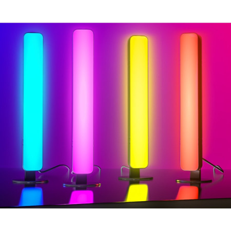 Lampa de Birou,  RGB Colorat, 14 LED, Putere 5V, Telecomanda cu 24 de Taste, Cablu USB, Negru, 25.5x4x3.5cm