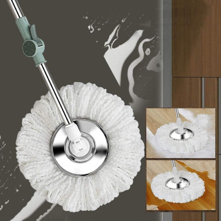 Set mop rotativ cu galeata  material plastic si microfibra, o rezerva inclusa, rezistent, cu dop scurgere, vas detasabil, orificiu pentru solutie, pentru interior, capacitate 8 l, verde