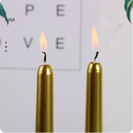 Lumanare Decorativa,  pentru Masa, 25 cm, din Parafina, fara Fum, Ardere 7.5h, Auriu