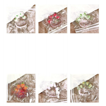 Jucarie Antistres Squishy, Cyrax, cu Revenire Lenta, Model Cat Paw, Squeeze Pinch Family, 6.5 x 7 cm, din Tpr, 4-6 Ani, Model 3 Legume, Transparent