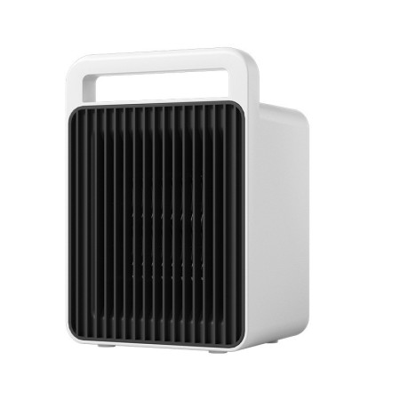 Mini Aeroterma,  Mini Radiator Electric, Putere 900 W, Buton cu 2 Trepte de Temperatura, Inchidere Automata, cu Maner de Prindere, 15x10.3x21 cm, Alb/ Negru