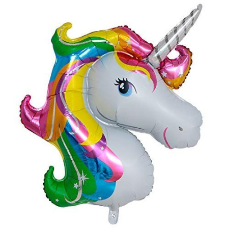Balon din Folie Metalizata, Cyrax, Mini Figurine, Model Unicorn, Tematica Aniversare, 108x88 cm, Ambalaj Individual, Pai Inclus, Umflare cu Aer sau Heliu, Multicolor