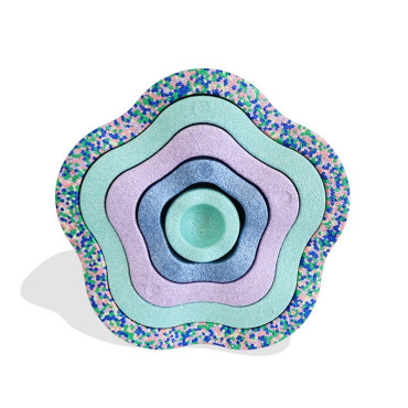 Jucarie Senzoriala de Echilibru, Cyrax, Tip Stepping Stones, 5 Piese, din Spuma, pentru Miscare, Sarituri, Prindere, Diametru 28 cm, Model 3, Multicolor