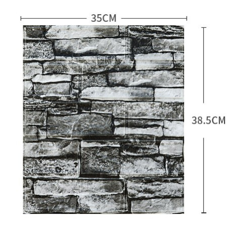 Set 10 Placi Tapet 3D,  35 x 38 cm, Grosime 3 mm, din Polietilena, Model Caramida, Suprafata acoperita 1.33 mp, Piatra Gri