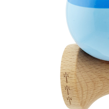 Kendama X Originala, Profesionala, Cyrax, Big Cups V2, Super Sticky cu Cupe Mari, Rulment Metalic, din lemn 18 cm, Ata 55 cm, Albastru/Bleu