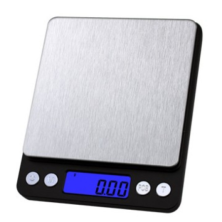 Mini Cantar Electronic, Cyrax, pentru Alimente/Bijuterii, max 3 Kg, 2 x AA, 12.7 x 10.6 x 1.9 cm, Negru/Gri