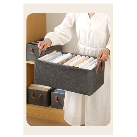 Cutie de Depozitare Tip Cos,  Material Textil, Pliabila, 47x35x30 cm, 50 l, Cadru Metalic, cu Manere, Gri