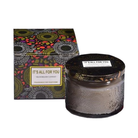 Lumanare Parfumata,  Model Borcan, Gri, Aroma de Lemn de Santal