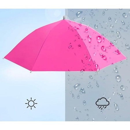 Umbrela de Cap,  Diametru 69 cm, Snur Reglabil de Cap, Protectie UV/Ploaie, Roz