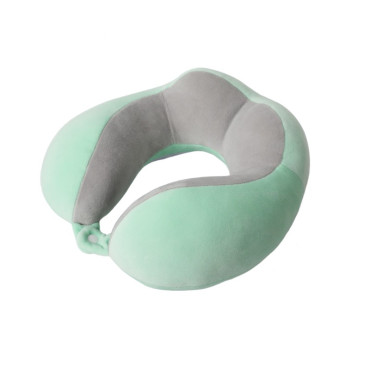 Perna de Voiaj  Pentru Gat, din Bumbac, 4 Cocoase Pentru Confort, Accesoriu de Voiaj, Birou, Masina, Sistem Prindere Capse, Verde