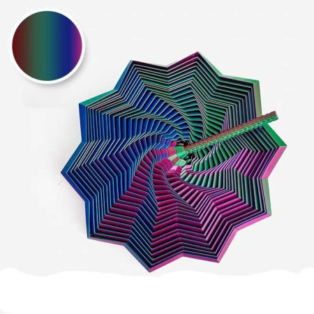 Jucarie Decompresie, Cyrax, Model Stea 3D, DuoChrome, Maner Spirala, Turn Magic Geometric, Multiple Forme, Anti-stress, 8.6 cm, Albastru/Verde/Rosu