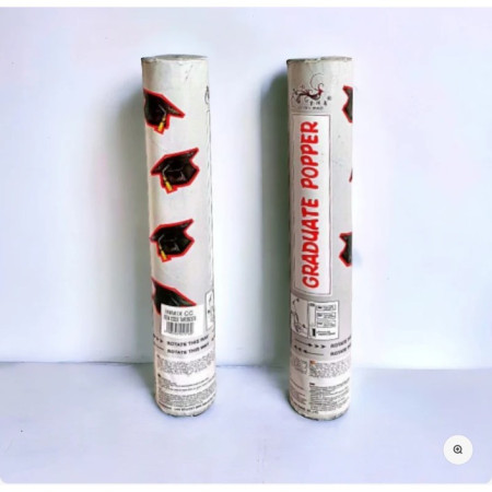 Tun Confetti, Cyrax, Model Petrecere Absolvire Palarii, 40 cm, Ambalaj din Carton, Eliberare prin Rasucire, Negru