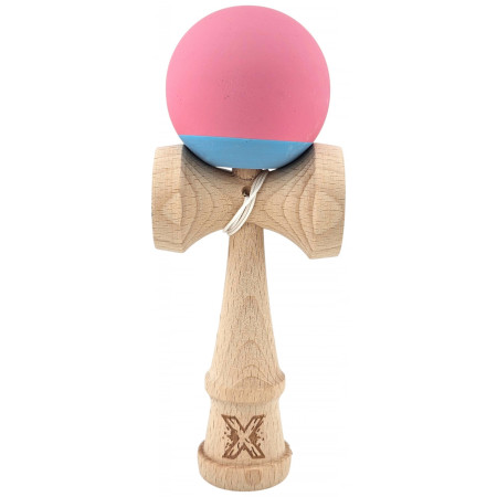 Kendama X Originala, Profesionala, Cyrax, din Lemn, 18 cm, Rubber Grip, Roz/Gri
