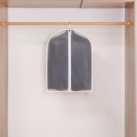 Set 5 Huse de Depozitare cu Fermoar,  pentru Haine, de Protectie, pentru Voiaj, Netesut, Rezistent la Praf, 60x80 cm, Transparent-Alb