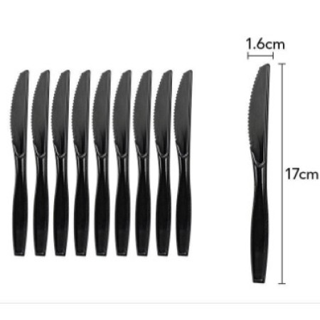 Cyrax Set 10 cutite de unica folosinta 17 x 1.6 cm, negru